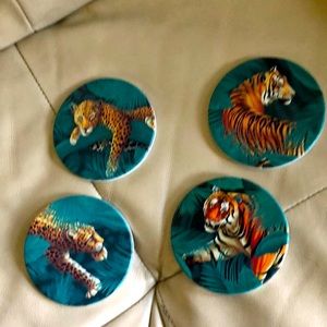 Set of 4 Tiki vibes vintage coasters